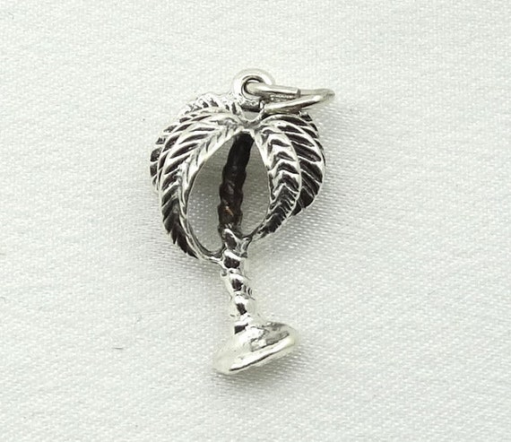 Palm Tree Vintage Sterling Silver Charm FREE SHIP… - image 1