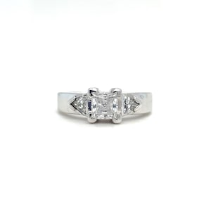 Vintage 14K Princess Cut Diamond And 14K White Gold Wedding Ring Size 6 1/2 FREE SHIPPING! #VPC14-GR8