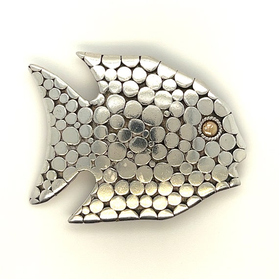 Fun Vintage 14K Gold and Sterling Angel Fish Broo… - image 1