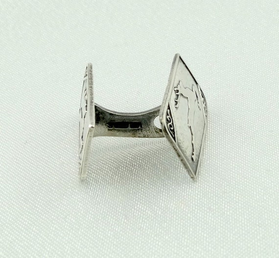 Unique Vintage Solid Sterling Silver Deer Cufflin… - image 6