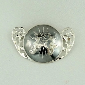 Vintage Early 1900&#39;s Era Siam (Thailand) Man And Woman Dancers Sterling Silver And Enamel Brooch FREE SHIPPING! #PAIR-BR7