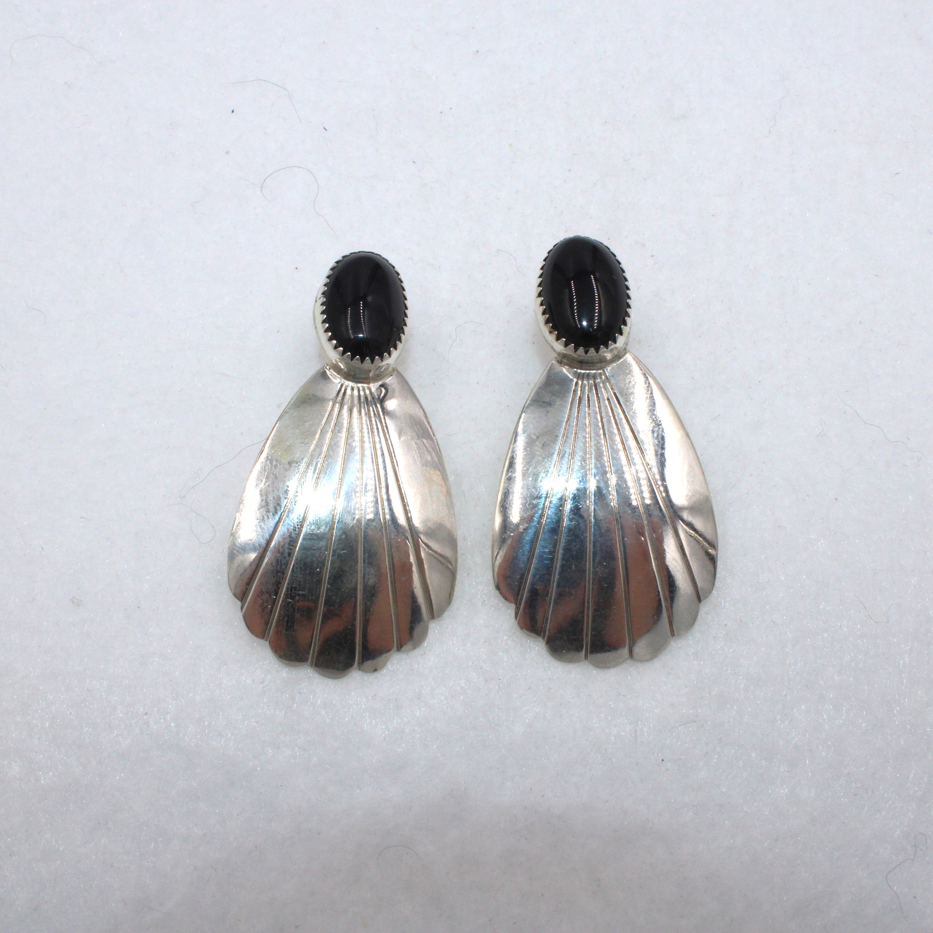 Unique Large Vintage Black Onyx and Sterling Silver Stud Earrings FREE SHIPPING! #OCSH-ERG23