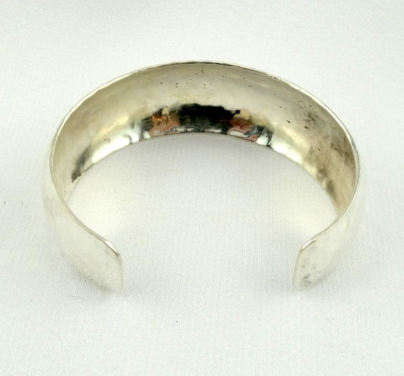 Wide Hand Hammered Solid Sterling Silver Cuff Bra… - image 6