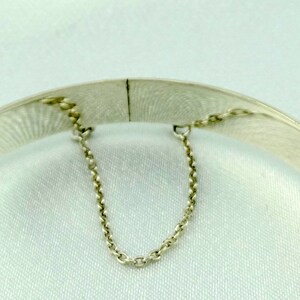 Vintage Smooth Surface Hollow Sterling Silver Hinged Bangle Bracelet With Safety Chain FREE SHIPPING SMOOTH-BB5 image 7