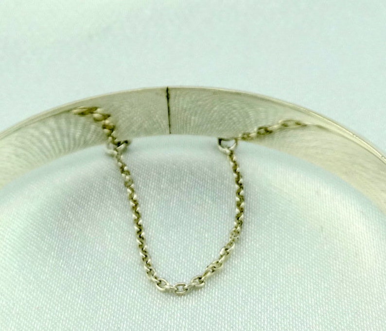 vintage Smooth Surface Hollow Sterling Silver Hinged Bangle Bracelet With Safety Chain FREE SHIPPING SMOOTH-BB5 image 7