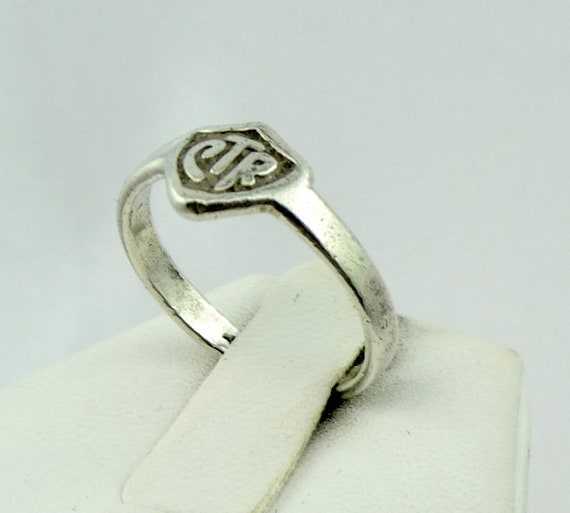 Vintage Pre-Owned Sterling Silver CTR Shield Ring… - image 5