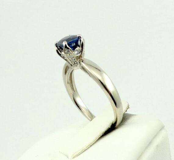 Natural Deep Blue Sapphire With Diamond Gallery A… - image 6