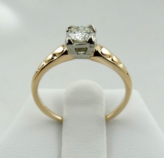 Vintage Simple 1/3 Carat Diamond 14K Gold 6 Heart… - image 3