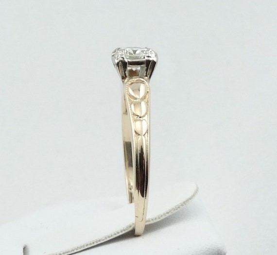 Vintage Simple 1/3 Carat Diamond 14K Gold 6 Heart… - image 6