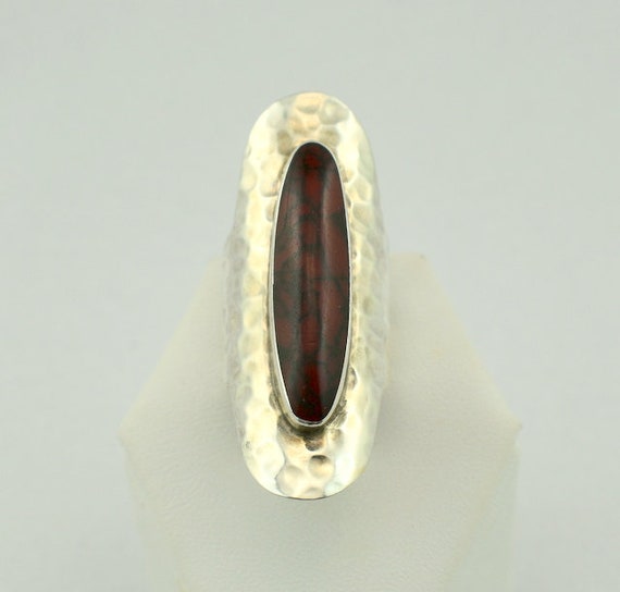 Unusual Vintage Stone Cabochon In A Long Hand Ham… - image 1