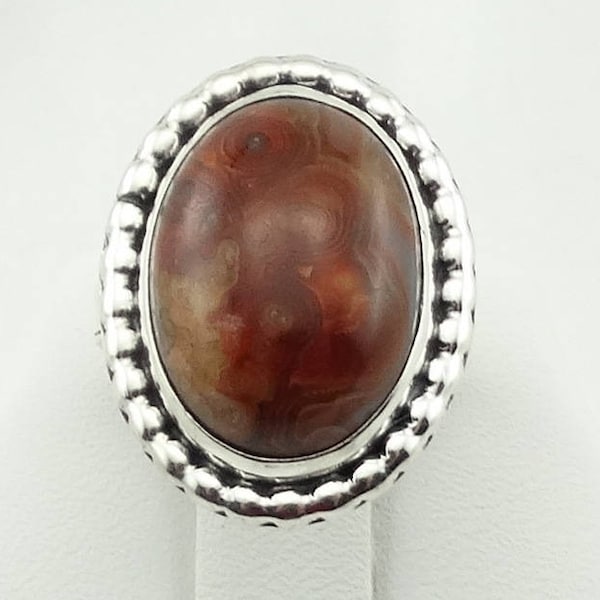 Gorgeous Vintage Fortification Agate Hand Signed Sterling Silver Ring FREE SHIPPING! #SIGNED-SR4