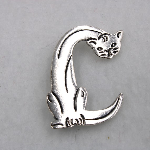 Unique Solid Sterling Silver Cat in the Shape of … - image 1