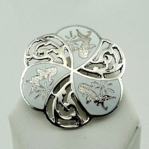 Rare Vintage 1930&#39;s Era Siam Thai Dancer White Enamel Sterling Silver Brooch FREE SHIPPING! #SIAM-BR5