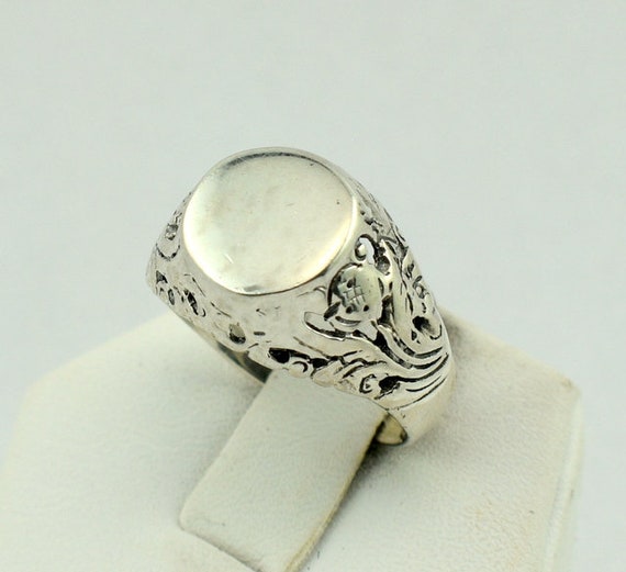 Vintage Decorative Solid Sterling Silver Signet R… - image 2