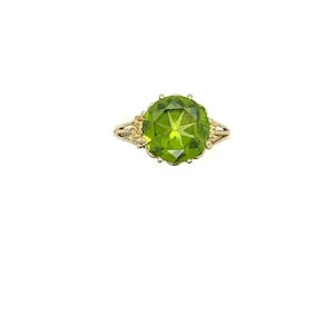 Stunning 3.8 Carat Round Cut Peridot in a 14K Yellow Gold Ring Size 7 1/2 FREE SHIPPING! #75PTD-GR9