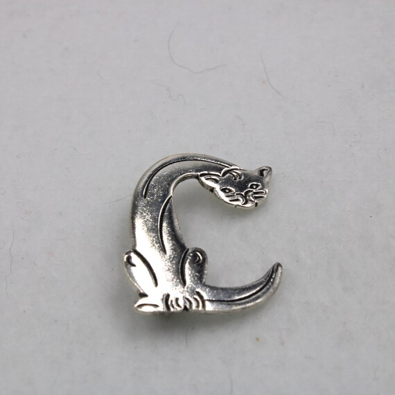 Unique Solid Sterling Silver Cat in the Shape of … - image 2