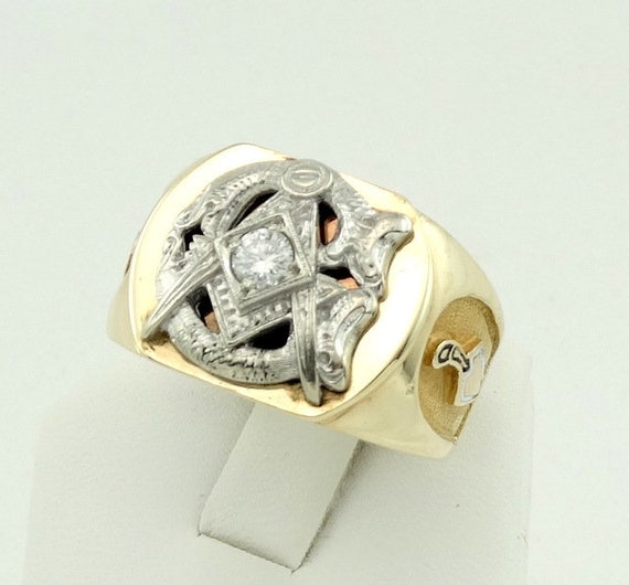 Handsome Vintage 1940's Era Master Mason Diamond … - image 1