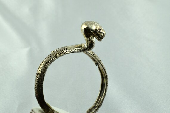 Substantial Solid Sterling Silver Snake With Red … - image 5