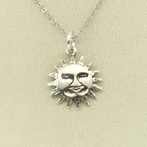 Here Comes The Sun! Small Sterling Silver Lightweight Sun Pendant FREE SHIPPING! 18 Inch Sterling Silver Chain Included! #SUN-SPC18