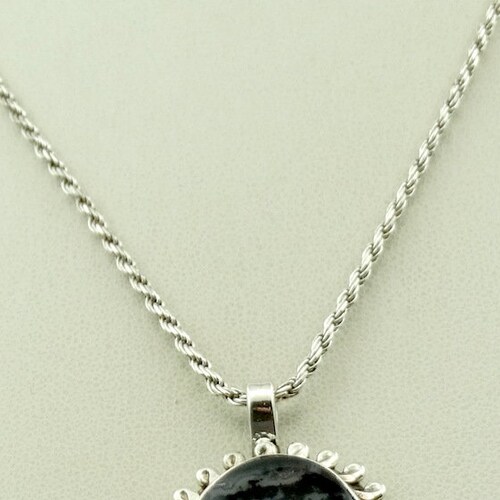 Substantial Large Beautiful Purple Sage Agate Sterling Silver Vintage Pendant. FREE SHIPPING and 18