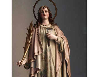 Saint Engratia Statue 28.7 inch / 73 cm Engracia de Zaragoza  Martyr Religious Olot Statue Spain Antique Vintage /G779