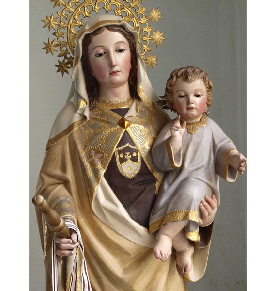 GIOVANNI Our Lady of Mount Carmel 8 Inch Religious Saint Figurine GIOVANNI Our Lady of Mount Carmel 8 Inch Religious Saint Figurine