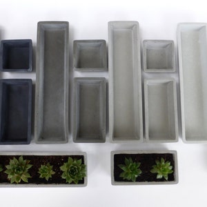 Concrete Succulent Planter Set small, rectangular image 2