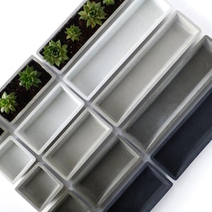 Concrete Succulent Planter Set small, rectangular image 1