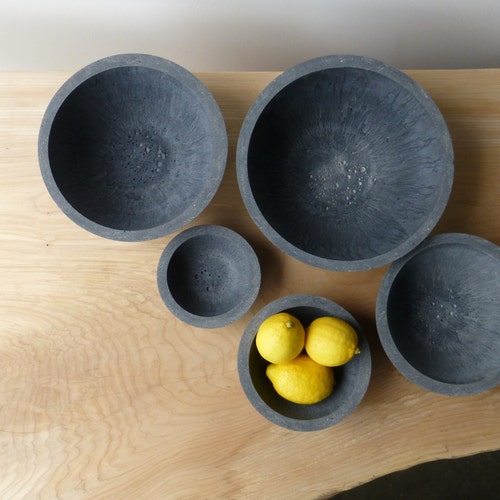 Handmade Concrete Bowl: Modern Industrial Centerpiece