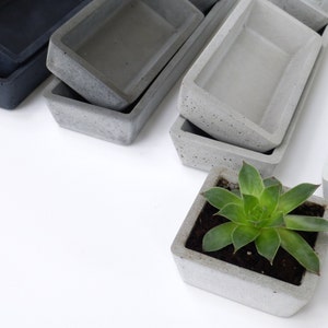 Concrete Succulent Planter Set small, rectangular image 3