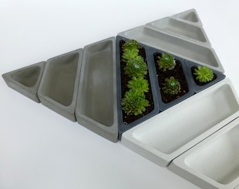 Concrete Succulent Planter Set-- Triangular