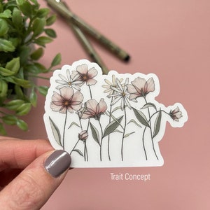 Autocollant transparent de fleurs sauvages - autocollant en vinyle - papeterie - cadeau fête des mères - journaling