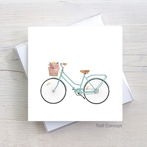 Bicycle card -  Bicycle illustration - Blank card - birthday card - wish card - greeting card for woman - square card - friend anniversary