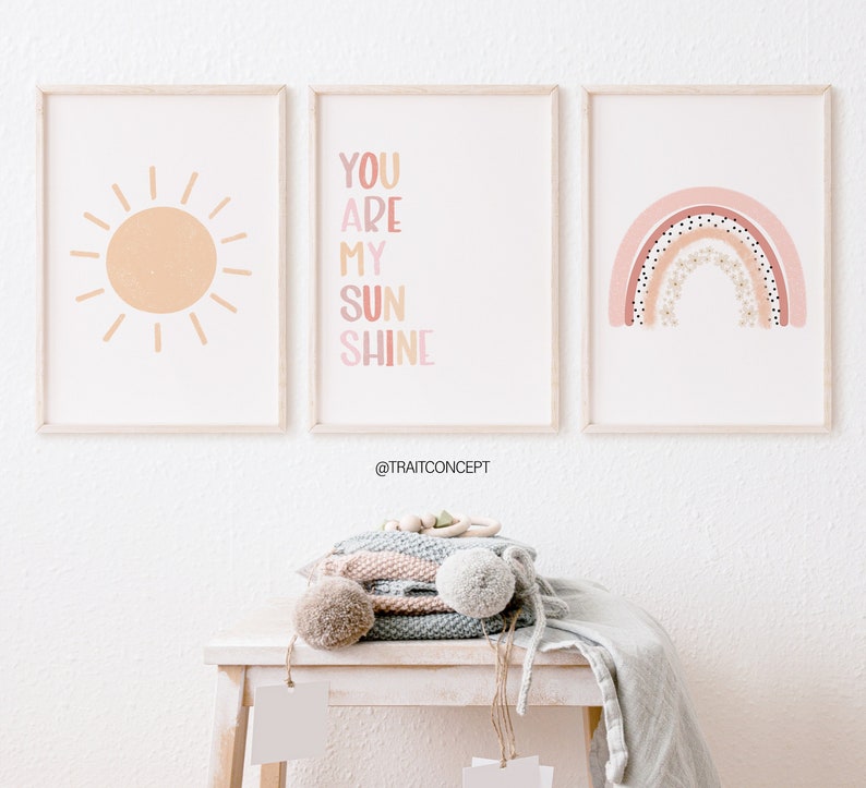 Rainbow Wall Art Set of 3 Prints You Are My Sunshine - Etsy