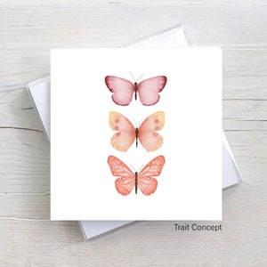 Carte illustration papillons - Carte sans texte - carte d'anniversaire - carte de voeux - carte de souhaits  Papeterie et accessoire de fête