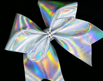 Cheer bows, Silver cheer bow, holographic cheer bow, Cheerleading bow, Cheerleader bow, Dance bow, Softball bow, Cheer bow, cheer camp bow