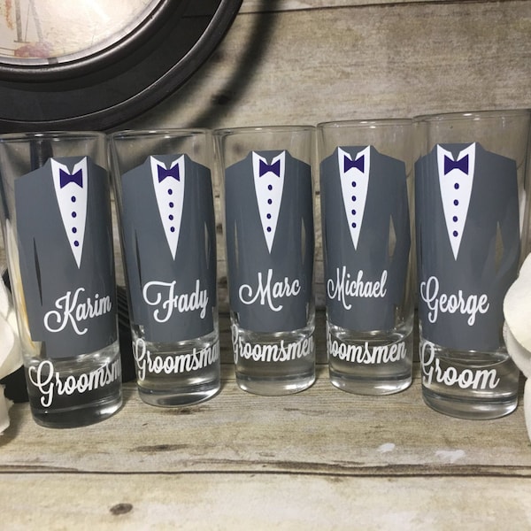 Personalized Shot Glasses, wedding party, best man gift, bachelor party, groomsman gift, groom, groomsmen, Groomsman Proposal, Grooms Box