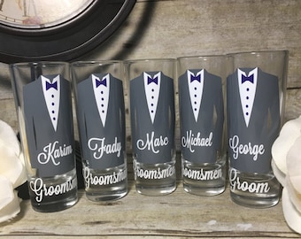 Personalized Shot Glasses, wedding party, best man gift, bachelor party, groomsman gift, groom, groomsmen, Groomsman Proposal, Grooms Box