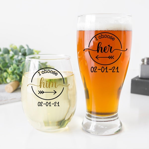Engagement Glasses for Couple Etsy