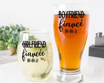 Engagement Gift for the Couple, Engagement Gift, Engaged AF, Girlfriend Fiancee, Engagement Glasses, Future Bride, Boyfriend Fiancé