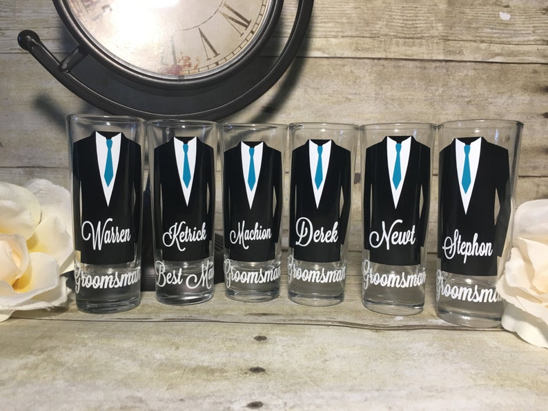 Personalized Shot Glasses, wedding party, best man gift, bachelor party, groomsman gift, groom, groomsmen, Groomsman Proposal, Grooms Box image 4