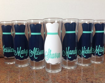 Bridesmaid shot glasses, Wedding Party Glasses, Bridesmaid Gifts, Gifts For Bridesmaid, Bachelorette Party Glasses, Maid of Honor Gifts