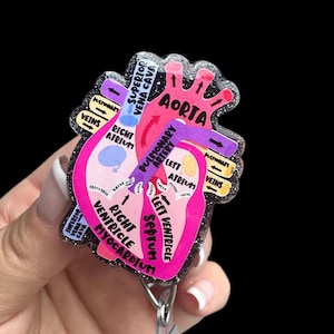 Beschriftete anatomisches Herz Badge Reel, Geschenk für Kardiologie-Krankenhaus-Krankenschwester, Kardiologen-Abzeichen-Id-Rolle, einziehbarer Ausweishalter, Geo-Tech-Abzeichen