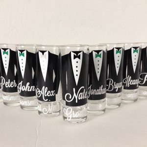 Personalized Shot Glasses, wedding party, best man gift, bachelor party, groomsman gift, groom, groomsmen, Groomsman Proposal, Grooms Box image 3
