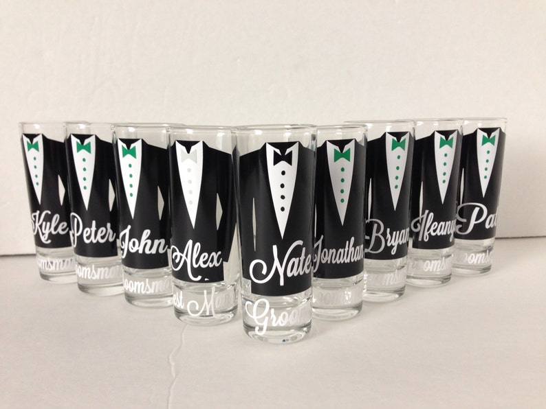 Personalized Shot Glasses, wedding party, best man gift, bachelor party, groomsman gift, groom, groomsmen, Groomsman Proposal, Grooms Box image 3