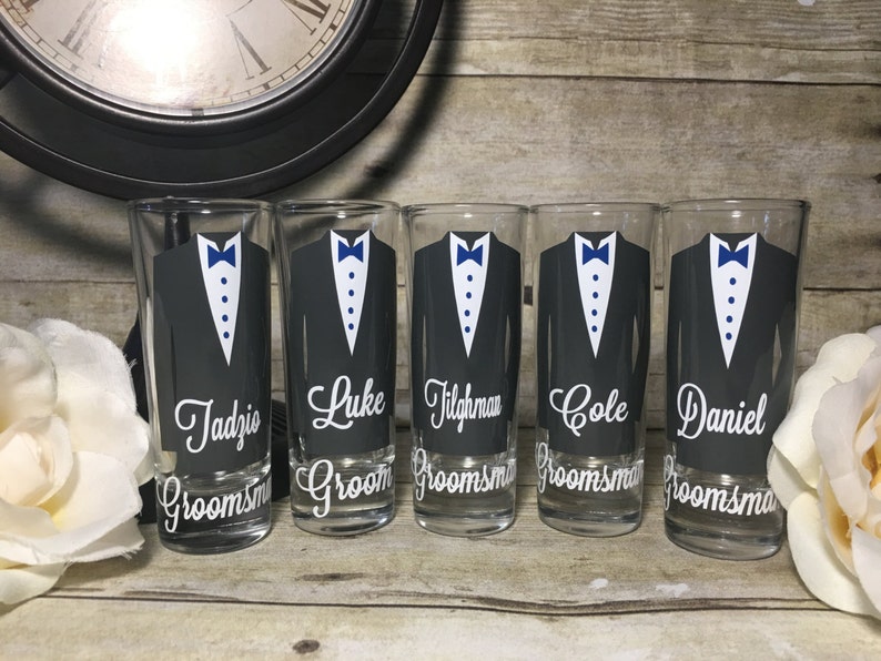 Personalized Shot Glasses, wedding party, best man gift, bachelor party, groomsman gift, groom, groomsmen, Groomsman Proposal, Grooms Box image 5
