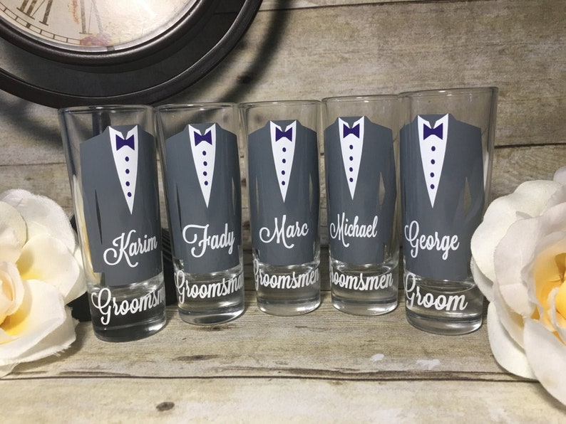 Personalized Shot Glasses, wedding party, best man gift, bachelor party, groomsman gift, groom, groomsmen, Groomsman Proposal, Grooms Box image 1