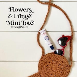 Flower & Fringe Mini Tote Crochet Pattern | Toddler Purse | Girls Purse | Boho Bag | Crochet Pattern