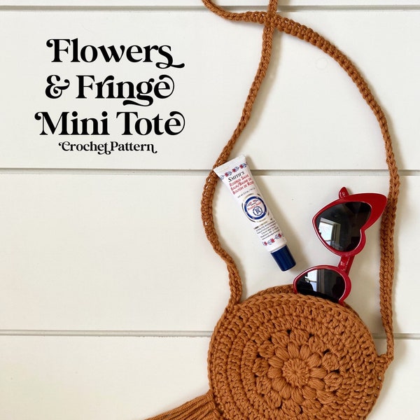 Flower & Fringe Mini Tote Crochet Pattern | Toddler Purse | Girls Purse | Boho Bag | Crochet Pattern