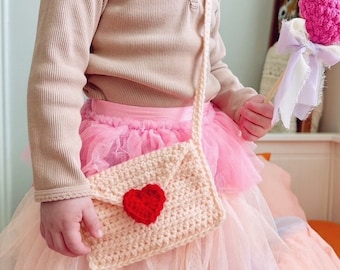 Le modèle de crochet de sac à main pour tout-petits Yours Truly | Sac à main pour tout-petits de la Saint-Valentin | Modèle de crochet de la Saint-Valentin | Sac pour tout-petits | Sac à main coeur